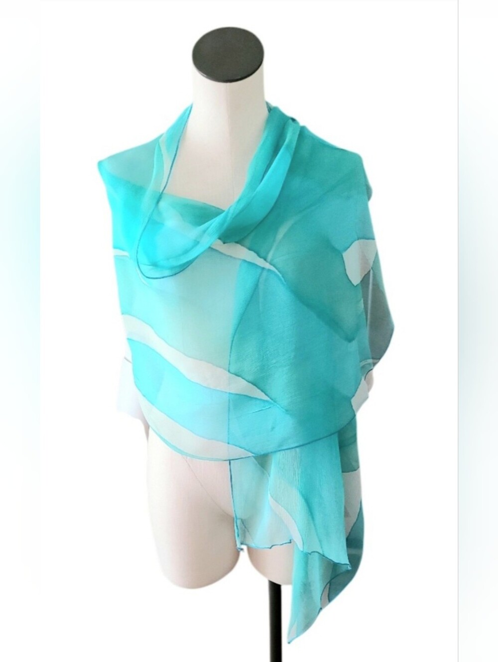 Hand Painted Silk Chiffon X-tra Long Shawl